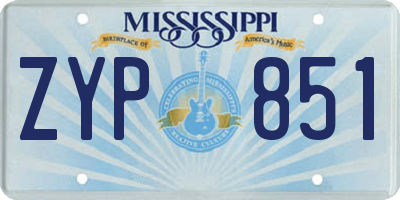 MS license plate ZYP851