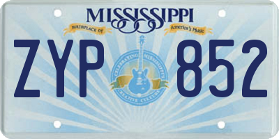 MS license plate ZYP852