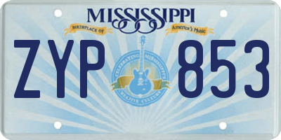 MS license plate ZYP853