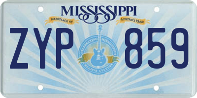 MS license plate ZYP859
