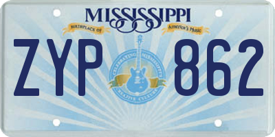MS license plate ZYP862