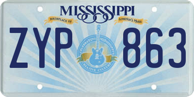 MS license plate ZYP863