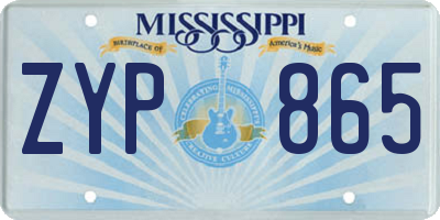 MS license plate ZYP865