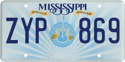 MS license plate ZYP869