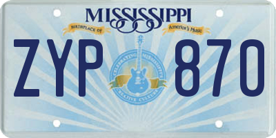 MS license plate ZYP870