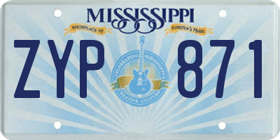 MS license plate ZYP871