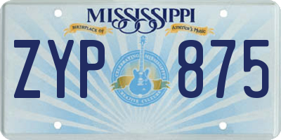 MS license plate ZYP875