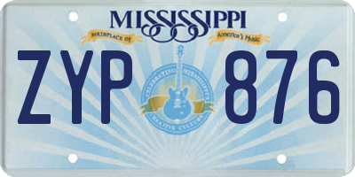 MS license plate ZYP876