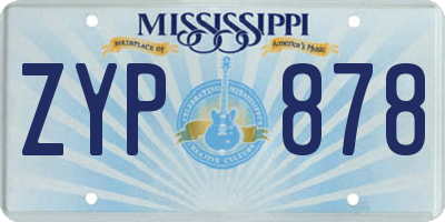 MS license plate ZYP878