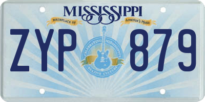 MS license plate ZYP879
