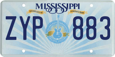 MS license plate ZYP883