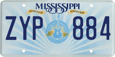 MS license plate ZYP884