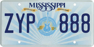 MS license plate ZYP888