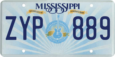 MS license plate ZYP889