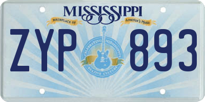 MS license plate ZYP893
