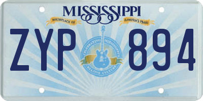 MS license plate ZYP894