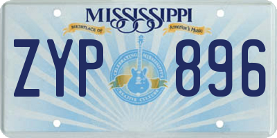 MS license plate ZYP896