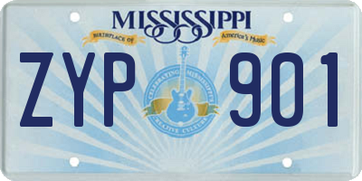 MS license plate ZYP901