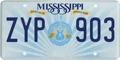 MS license plate ZYP903
