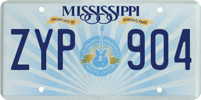 MS license plate ZYP904
