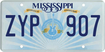 MS license plate ZYP907