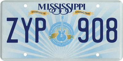 MS license plate ZYP908