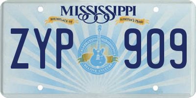 MS license plate ZYP909
