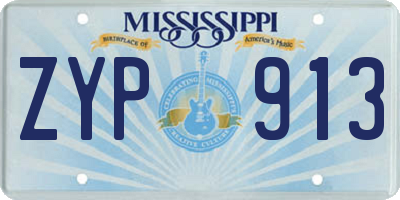 MS license plate ZYP913