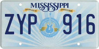 MS license plate ZYP916