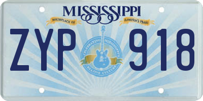 MS license plate ZYP918