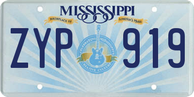 MS license plate ZYP919