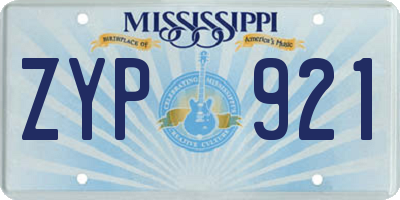 MS license plate ZYP921