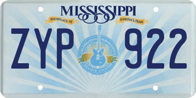 MS license plate ZYP922