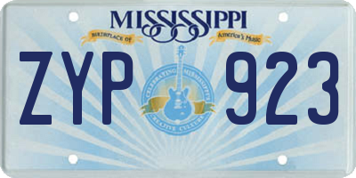 MS license plate ZYP923