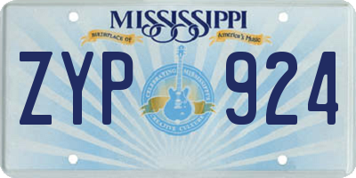 MS license plate ZYP924