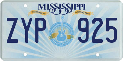 MS license plate ZYP925