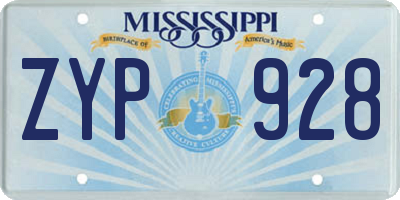 MS license plate ZYP928