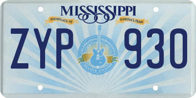 MS license plate ZYP930