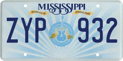 MS license plate ZYP932