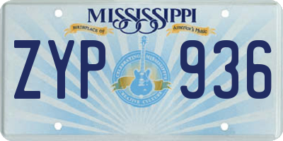 MS license plate ZYP936