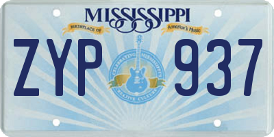 MS license plate ZYP937