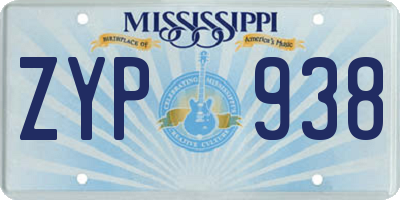 MS license plate ZYP938