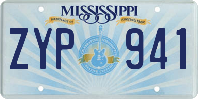 MS license plate ZYP941