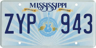 MS license plate ZYP943