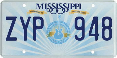 MS license plate ZYP948