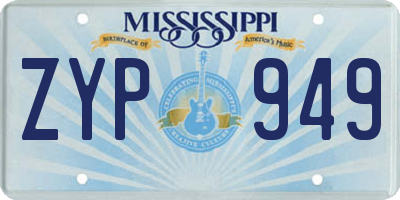 MS license plate ZYP949