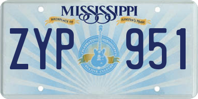 MS license plate ZYP951
