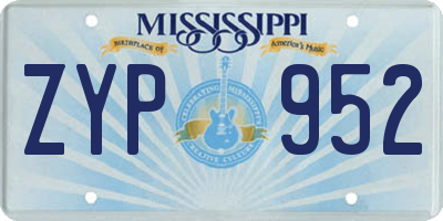 MS license plate ZYP952