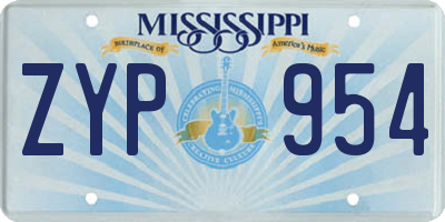 MS license plate ZYP954