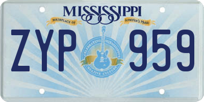 MS license plate ZYP959